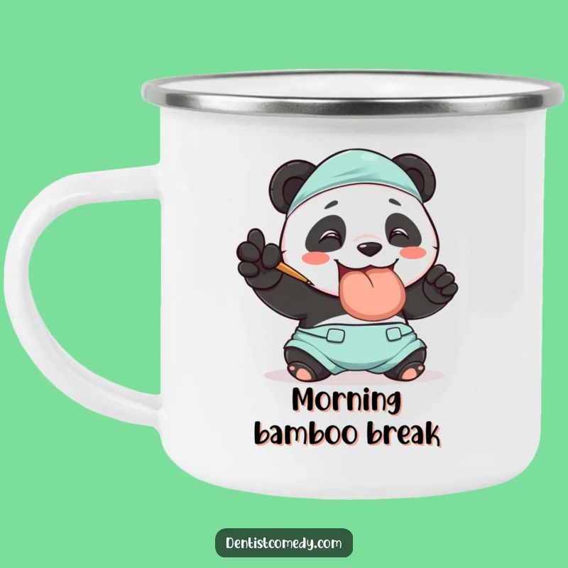 Funny Panda Dentist Camping Mug: Smiling Panda Sips, Outdoor Funny Gift