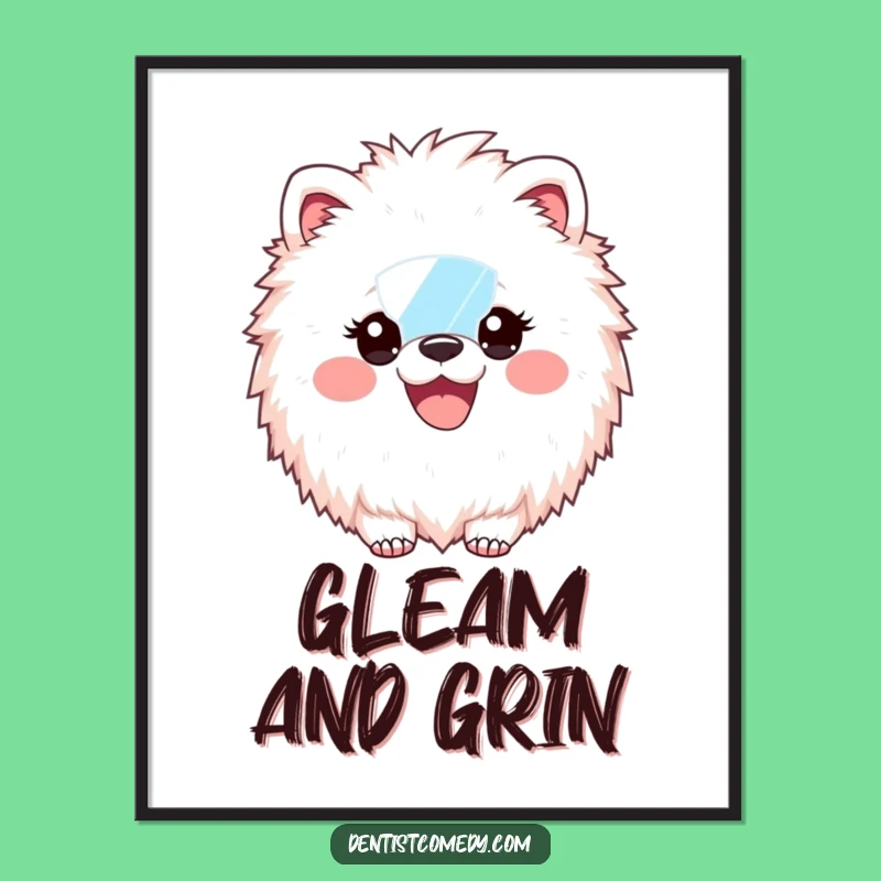 Funny Fluffy Animal Dentist Digital Art Print - Instant Dental Mirror Smile Gift