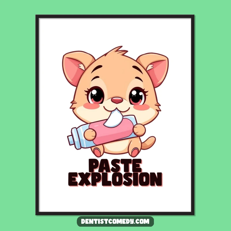 Funny Wide-Eyed Animal Toothpaste Digital Art Print - Instant Squirting Expression Gift