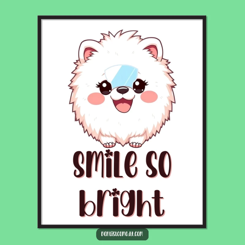 Funny Fluffy Animal Dentist Poster - Vibrant Dental Mirror Smile Wall Art Gift